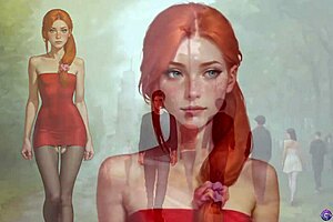 Redhead wife deepthroats in 3D