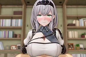 3D animated femdom training scene
