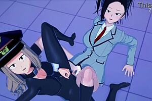 Yao momo and Camie utsushimi in heroin costumes having sex