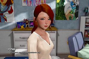 Beautiful Asian mom in 3D game: Clothes ripped, big natural tits, and hard cock