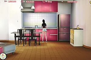 Tattooed girl in hentai game