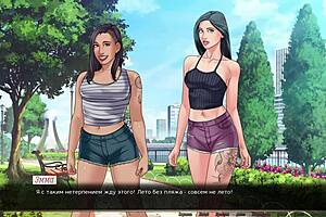 Beautiful anime babes in bikinis get double trouble with big black cock