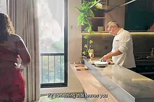 Curvy hot ebony milf Carla Morelli preps for date and bangs chef's big cock! 🍆🔥