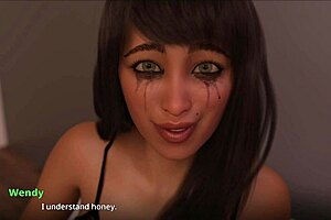 Beautiful anime-style big tits homemade video with an adult visual novel theme