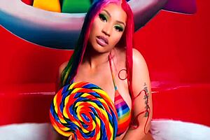 Beautiful black beauty Nicki Minaj shows her big boobs and gets naked