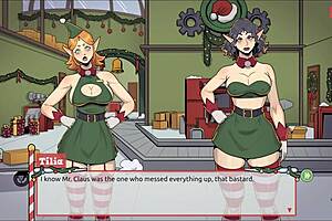 Huge tits bouncing in 3D Christmas hentai game