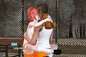 3D cartoon of a big-boobed MILF and her monster cock
