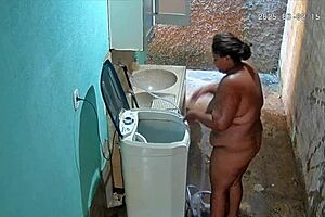 Stepmother's secret shower session caught on hidden camera