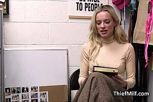 milf caught with stolen dildos kneels for blowjob punishment 😱