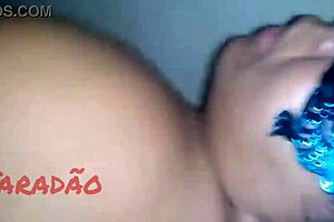 Big dick cums on ass of latina milf in lingerie