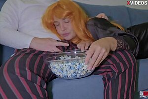 Stepmom Sucks Cock During Movie Night Fuck