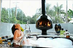 Big Tits Brunette Milf Masturbates Wet Pussy in Bathroom