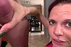 Close-up cock tease with cum