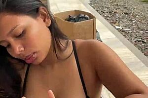 damn, sucking a huge cock in public, almost caught!