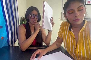 A retired man seduces two college girls in a threesome adult scene