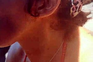 Teresa Jones begins her amateur porn video outdoors