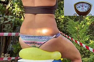 Beautiful oiled up mom squats and shows her big cans