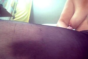 Sheer pantyhose on older woman