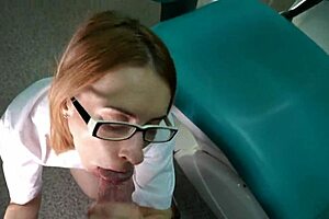 Doctor's secret: sucking patient's cock for a facial cumshot