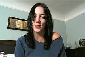 Jelena Jensen's solo play with her trimmed pussy and a happy ending