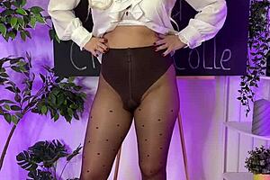 Beautiful blonde in coffee tights, solo night club dancer