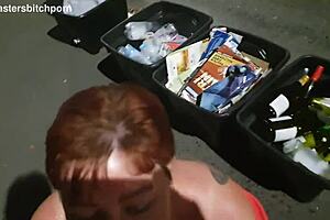 Brazen kiwi milf slut gets pissed on outdoor sidewalk with tattoo and piercing