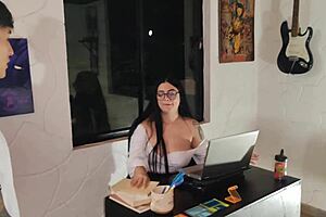 Young nerd gets pounded by busty teacher in classroom