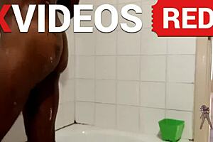Real amateur sexy black woman showers butt naked with long beautiful legs.