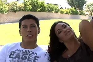 fucking this slutty mom in heels, shaved pussy, riding and doggystyle