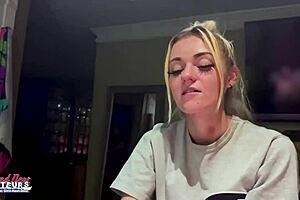 Watch this petite mature blonde rub her nipples and deep finger her shaved pussy!