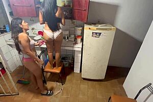 Petite housewives get wild with hidden cam sex sessions