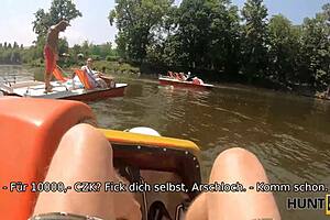 Chubby German MILF gets public sex with another man