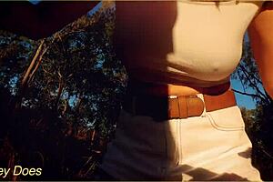 amazing milf flashing big tits on daring bike ride