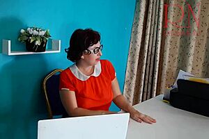 Naughty secretary on security camera