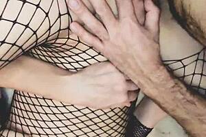 Skinny beauty in stockings in homemade porn video