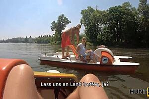 Chubby German MILF gets public sex with another man