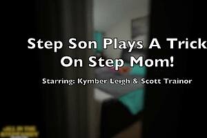 Stepson pranks stepmom in this amateur video with a MILF
