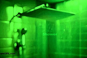 Beautiful brunette beauty washes up in a steamy shower scene