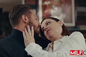 Horny big tit redhead milf Sovereign Syre FUCKS her husband's boss Quinton James and SUCKS him good.