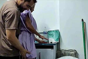 A hot milf surprises me while I am making coffee and gives me a deep blow job