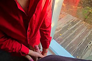 Step sister helps step brother to cum quick in her panties