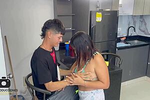 Amateur couple's big tits action