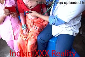 Indian hospital scene with mature beauty and mom in law