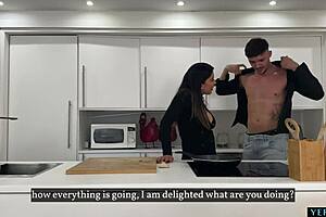Colombian MILF gets rough anal from friend in kitchen