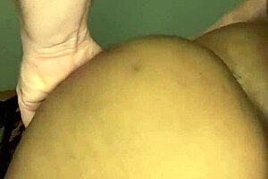 white cock pounding ebony milf's fat ass, making it jiggle in interracial amateurs scene