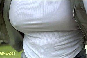 Tight-clad wife rides bike outdoors