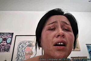 Watch this french couple's hairy milf riding and getting a massive cum in mouth?