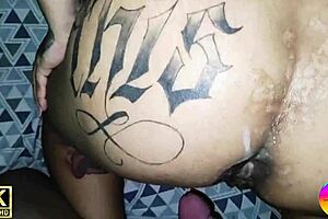 Pregnant neighbor gets a hot anal creampie surprise