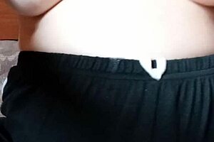 Only women can do this one thing like this pregnant MILF who spits on her big beautiful boobs