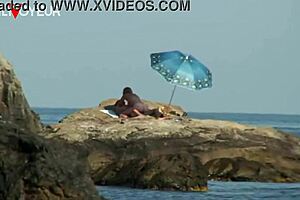 Public beach voyeur gets lucky with tan lines babe